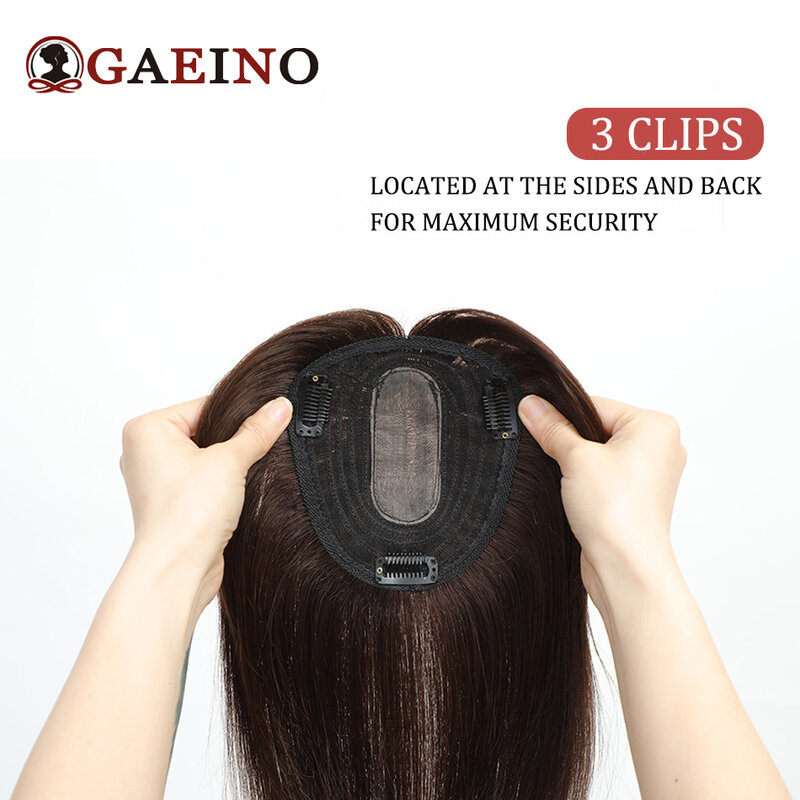 13 * 12 cm 100% ludzkie włosy typu remy z 3 klipsami Ludzkie włosy dla kobiet Cienkie włosy Jedwabna podstawa Klips w topperach 150% Gęstość