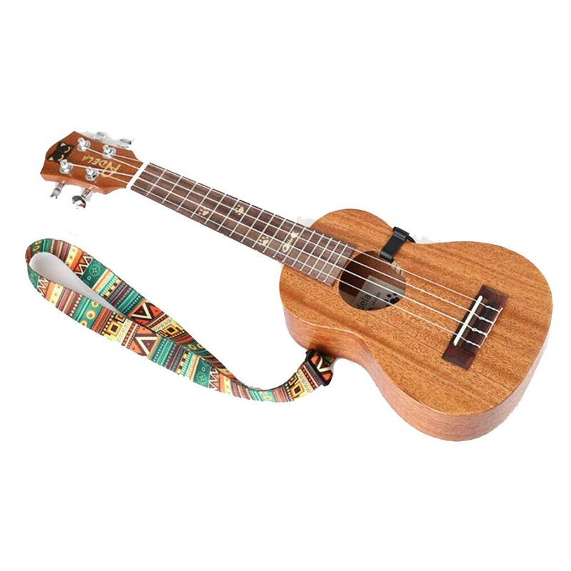 Tali pengikat gitar Ukulele, Aksesori Gitar Ukulele tali pengikat gitar klip nilon dapat disesuaikan pola etnis dengan kait