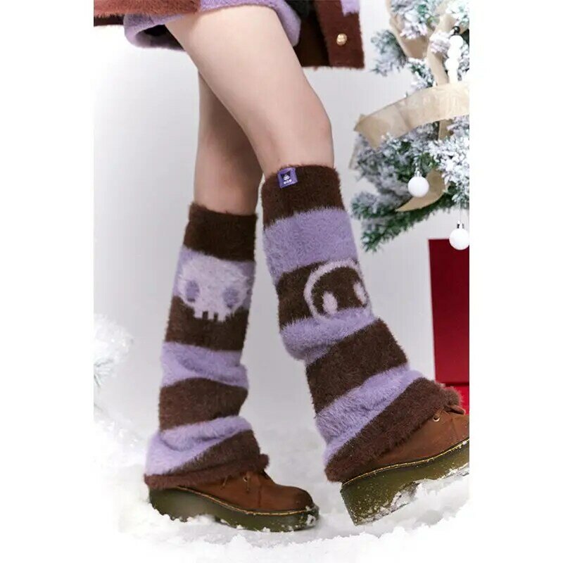 Sanrios Kawaii Anime Cinnamoroll My Melody Kuromi conjunto de calcetines de lana de punto a rayas de media pantorrilla dulce y Linda niña cálida de invierno