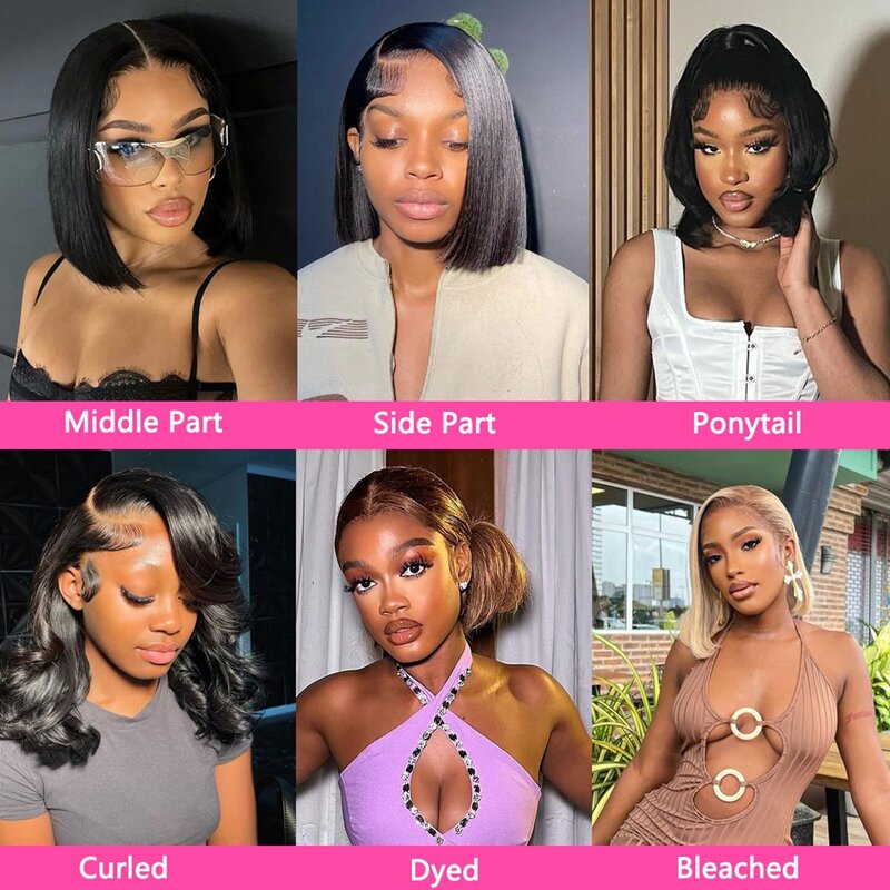 5X5 Lace Closure Bob Wig  Straight Short Bob Wig Closure Human Hair 13X4 Lace Front Wig Pre plucked For Women