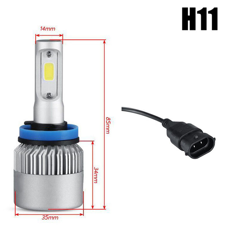 2 Pcs H4 H7 H11 Led Car Headlight Bulb Ip68 Waterproof 12V High Light 6000K Headlight Car Accessories for Car Suv Rv