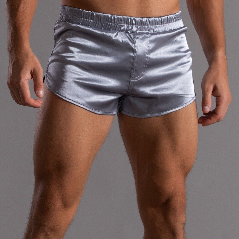 Ice Silk respirável Boxer Shorts dos homens, sem costura Sissy Aro Calças, Sleep Bottoms, Lounge Shorts, Cueca de secagem rápida, troncos