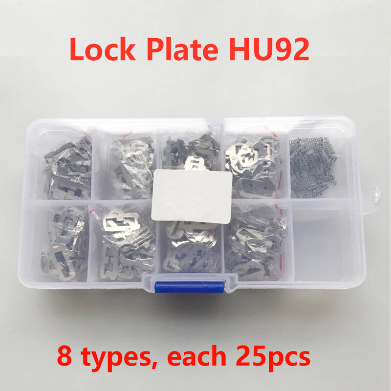 Placa de bloqueo de lengüeta de bloqueo de coche HU92, 8 tipos cada uno, 25 uds., kits de reparación de bloqueo automático para BMW (200 unids/lote)