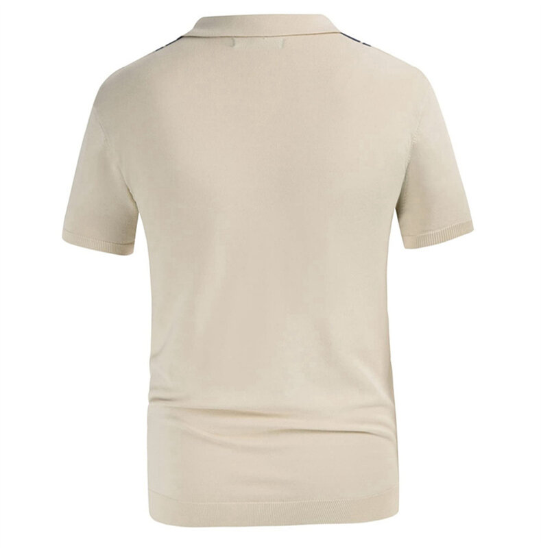 Heren Korte Mouwen Gebreid T-Shirt 2024 Zomer Trend Patchwork Poloshirt Business Tops Heren Comfort Sport T-Shirts Voor Golf