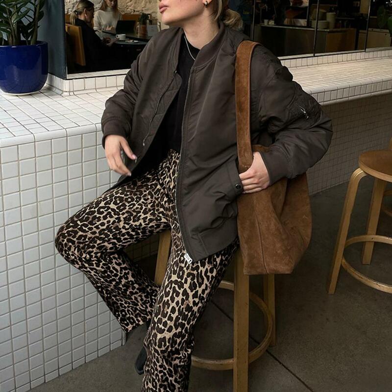 Pantalones de leopardo Vintage para mujer, pantalón largo ajustado con estampado de leopardo, traje informal, 2024