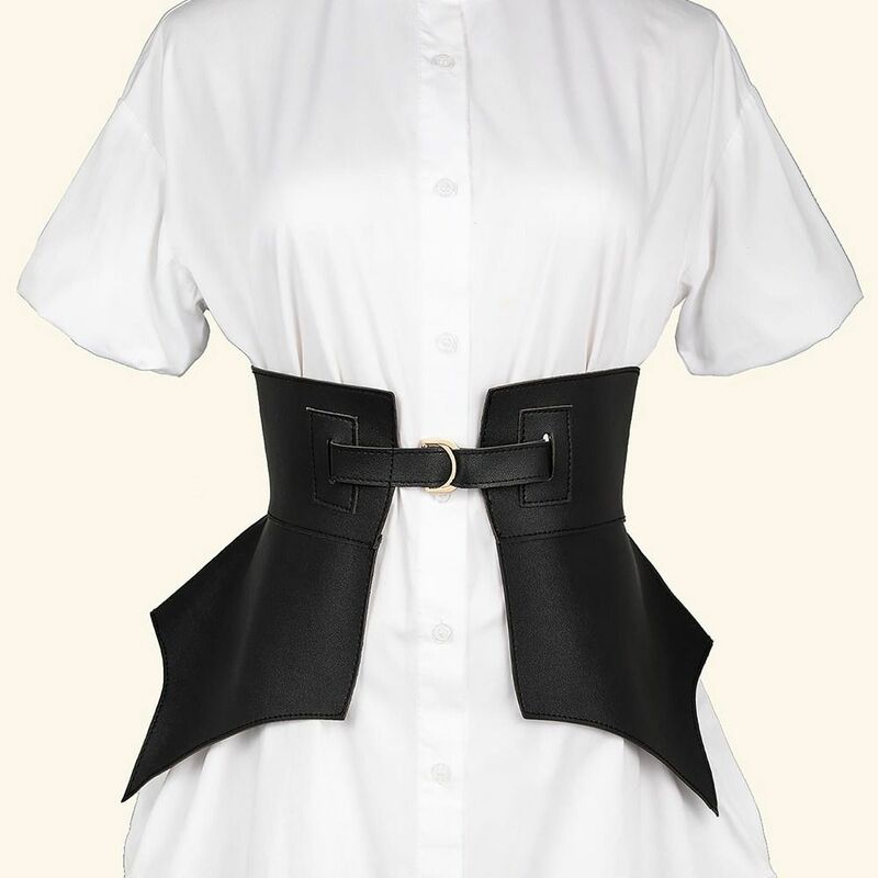 Ceinture corset en cuir PU pour femme, longue et large, irrégulière, noire et marron, style punk, mode automne et hiver