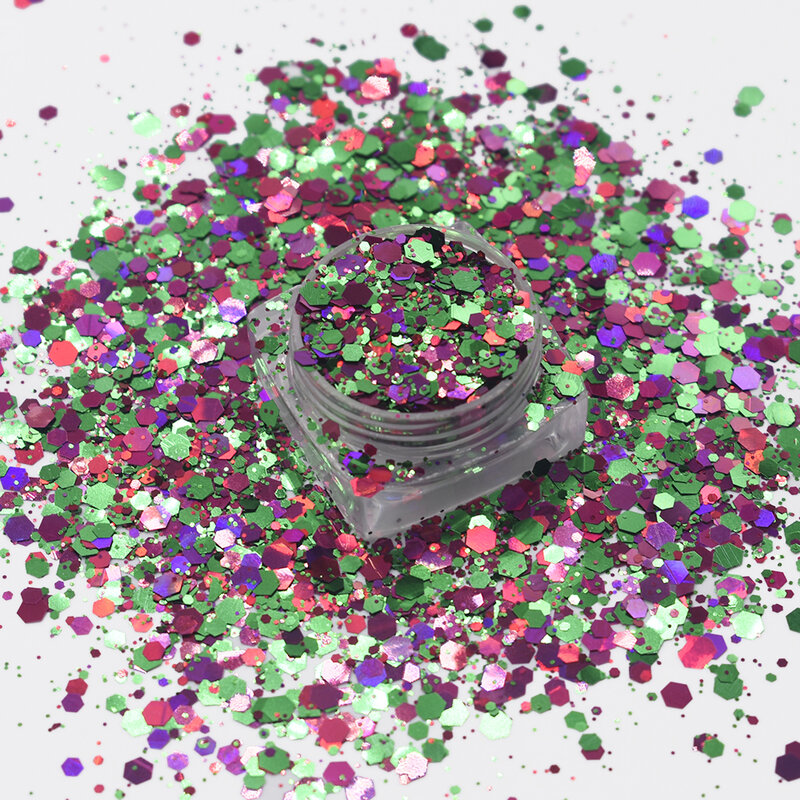 Chunky Mixed Hexagon Glitter para Nail Art Decoração, Acessórios de Natal, novo, surpreendente, corpo, olho, rosto, 10g por saco