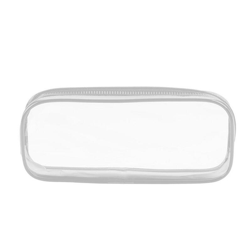 Transparente PVC Zip Lápis Case, Saco Grande, Preto e Branco Papelaria Bolsas, Zíper Simples Estudante, Kawaii A8G7