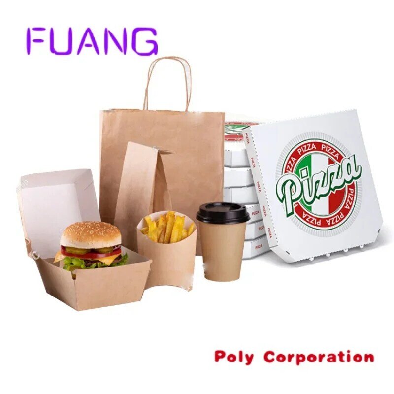 Kunden spezifische biologisch abbaubare Catering-Verpackungs boxen zum Mitnehmen für Fast-Food-Logo mit rundem quadratischem Einweg-Kraft papier behälter