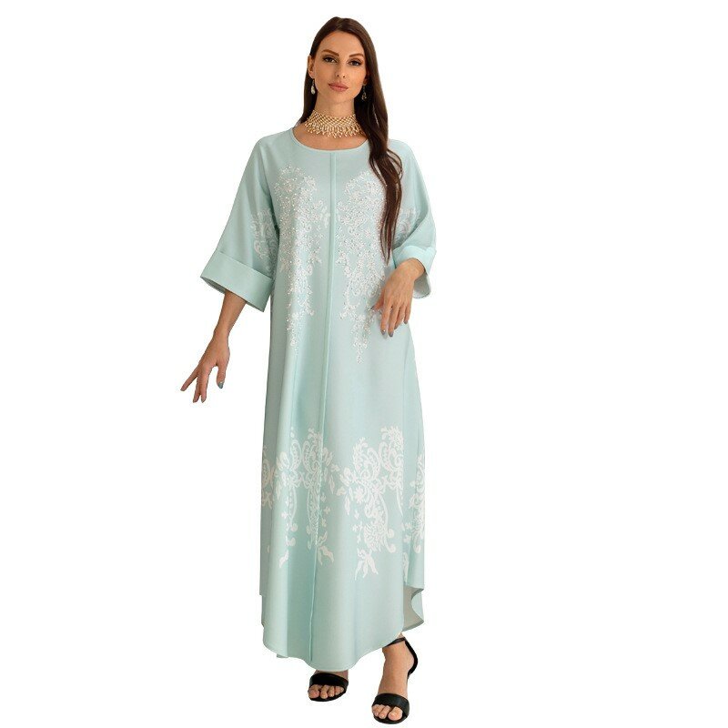 ラインストーン付きバブルローブ,イスラム教徒のドレス,透明な生地,軽くてファッショナブル,新しいコレクション