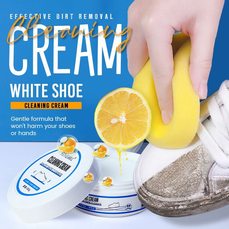 ครีมทำความสะอาดรองเท้าสีขาว100ก. ครีมทำความสะอาดอเนกประสงค์ทำให้ขาวกระจ่างใสและบำรุงรักษารองเท้ากีฬาสีเหลือง