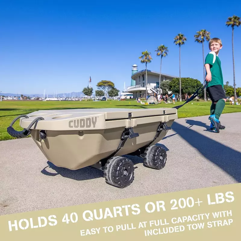 Cuddy Crawler Kühler mit Rädern-40 qt amphibischer schwimmender Kühler und trockener Vorrats behälter-tan