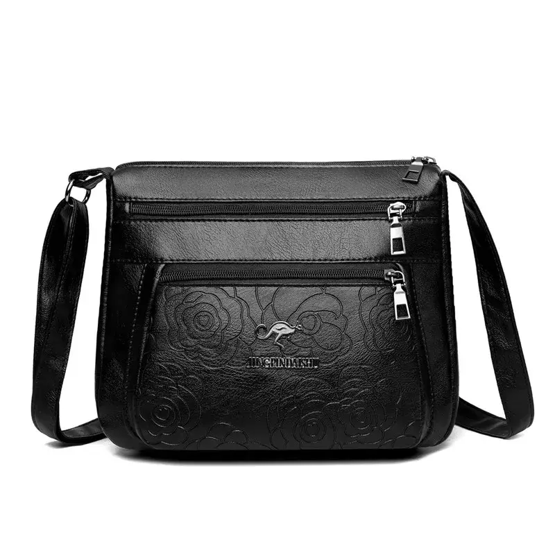 Bolsa mensageiro de ombro para mulheres, bolsas crossbody, bolsas com 3 zíperes, meia-idade e idosos, design de luxo