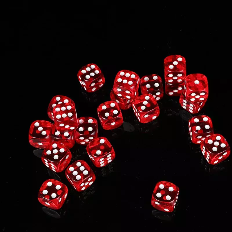 10pcs/set Transparent Red Dice Right Rounded Corners Dice Board Game Accessories 19mm