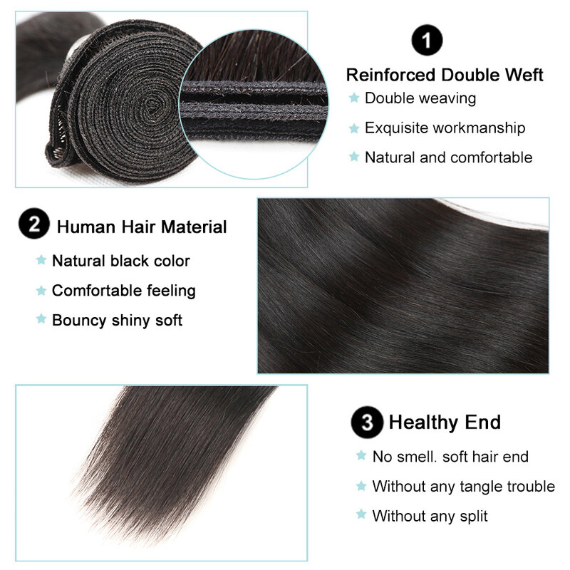 32 34 36 cali brazylijski proste włosy ludzkie wiązki włosów splot wiązki doczepy z włosów typu Remy 1 3 4 zestawy 10A z pierwszego tłoczenia Tissage