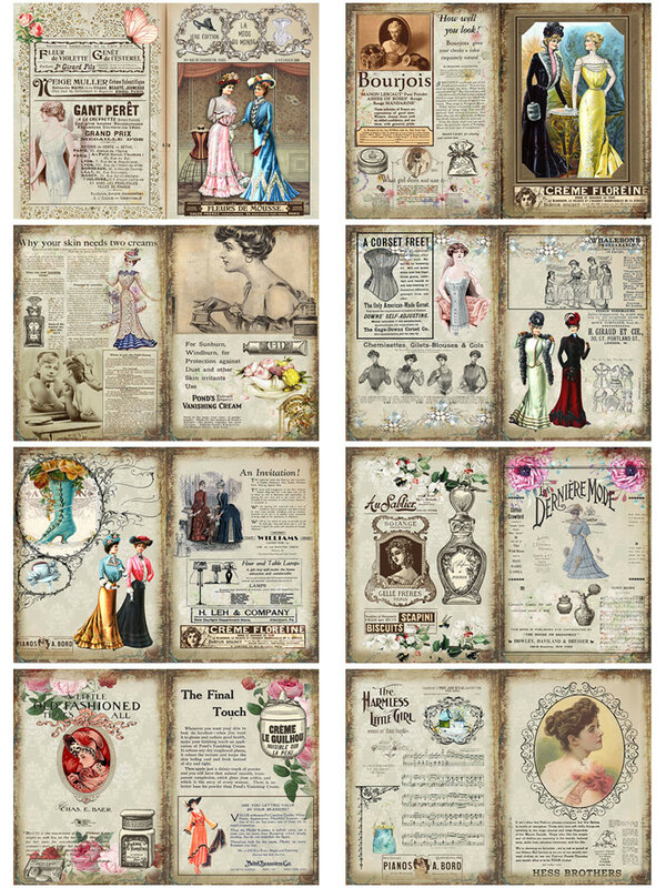 8 قطعة/الحزمة Vintage فيكتوريا النساء ملصقا DIY بها بنفسك الحرفية ألبوم سكرابوكينغ غير المرغوب فيه مجلة ملصقات الديكور