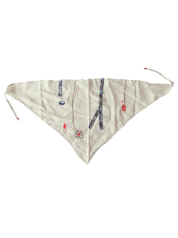 Écharpe triangulaire brodée à la main pour femmes, patch en lin, classeur en coton, écharpe artistique vintage, accessoires vestisensde style ethnique