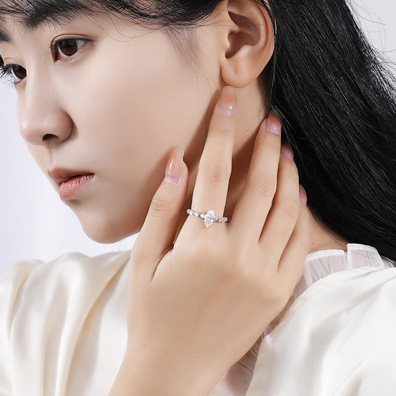 Женское изысканное серебряное кольцо, модель 2024 карат муассанит, роскошное кольцо в европейском и американском стиле