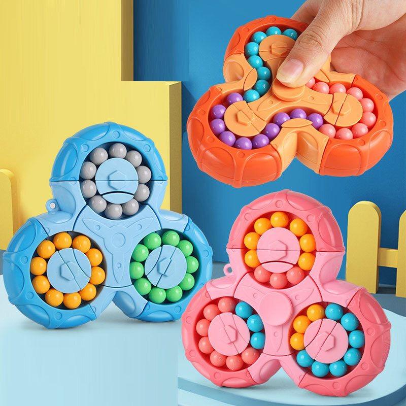 Montessori Rotating Magical Bean Cube Fingertip Toy Children IQ Mind Brain Teaser Game Educational Spinners Stress Relief Toys