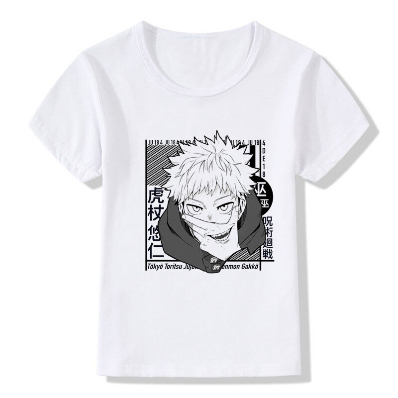 Anime Jujutsu Kaisen Satoru Gojo Print Cartoon Kids T shirt lato Casual Girls Clothes Baby Boys T shirt odzież dziecięca