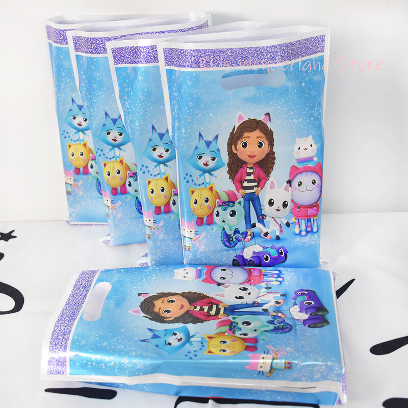 Gabby Dollhouse Cat Theme Gift Bags para meninas, Decoração do chuveiro do bebê, Cookies de chocolate, Sacos de doces