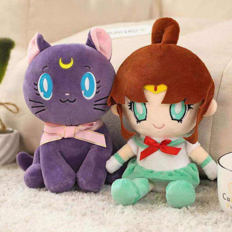 25CM Kawaii Sailor Moon Plüsch Spielzeug Mond Katze Mond Hase Nette Mädchen Herz Gefüllt Anime Puppe Geschenk Hause Schlafzimmer dekoration