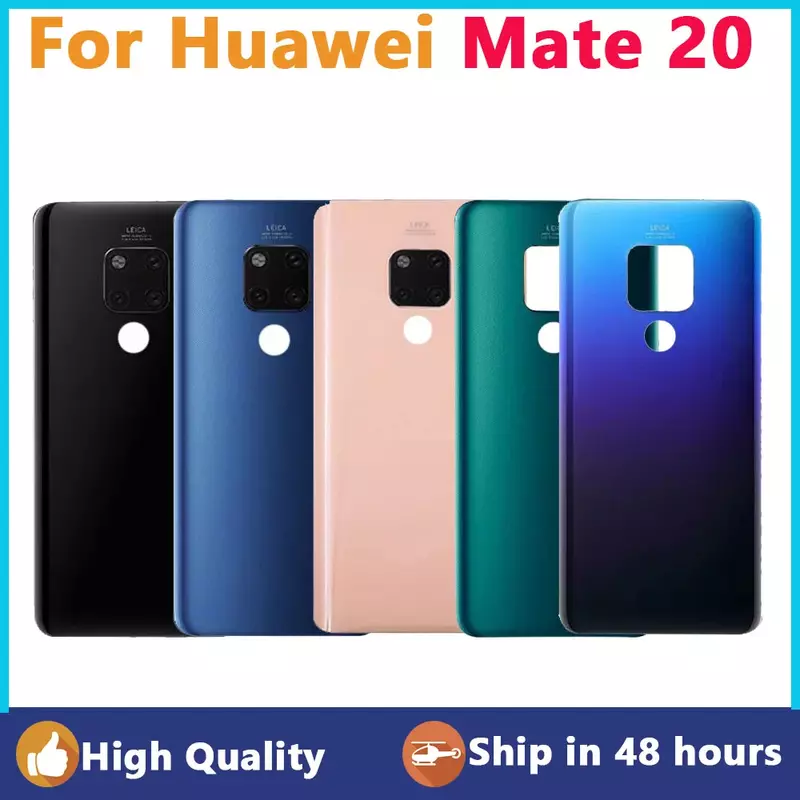 ประตูกระจกแบตเตอรี่พร้อมเลนส์สำหรับ Huawei Mate 20ฝาหลังอะไหล่ซ่อมแซมกระจกสำหรับ Huawei Mate 20ฝาหลัง