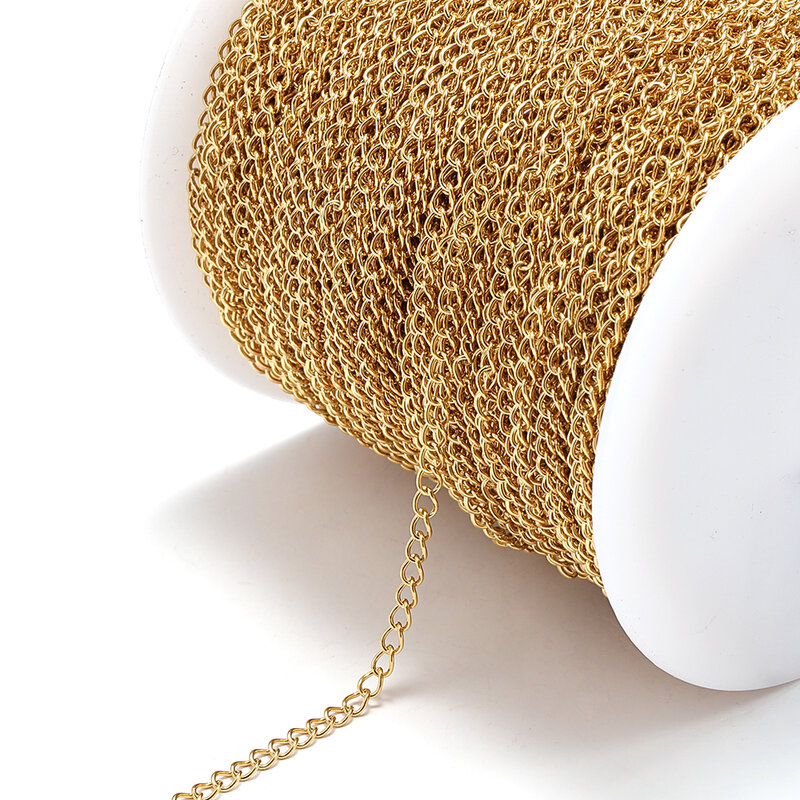2 metri cavo di collegamento in acciaio inossidabile catene d'oro per gioielli fai da te che fanno catena Rolo perline catena collana braccialetto componenti cavigliera