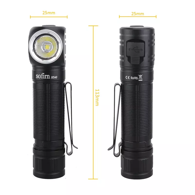 Sofirn HS40 USB C Rechargeable Headlamp 18650 Super Bright SST40 LED Torch 2000lm Headlight with 2 Modes Power Indicator