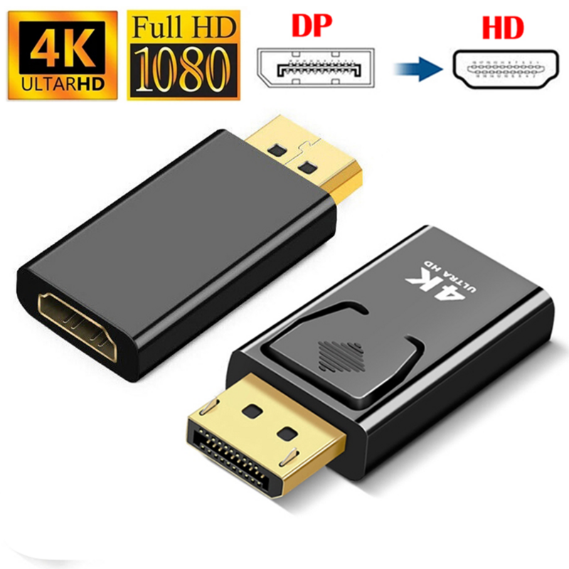 4K 1080P DisplayPort para HDMI-compatível adaptador DP macho para fêmea HD TV HDMI-compatível vídeo cabo de áudio para PC TV laptop
