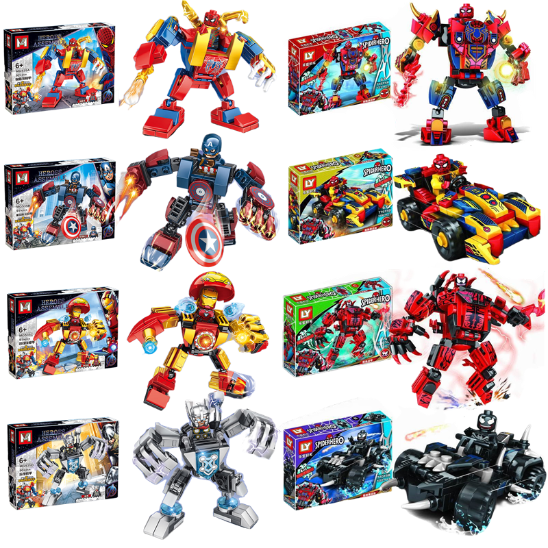 War Armor Mech Anti-Hulk Spiderman Iron man Mini MODELO DE figura de acción, bloques de construcción compatibles con Legoboys Technic City Toy Gift