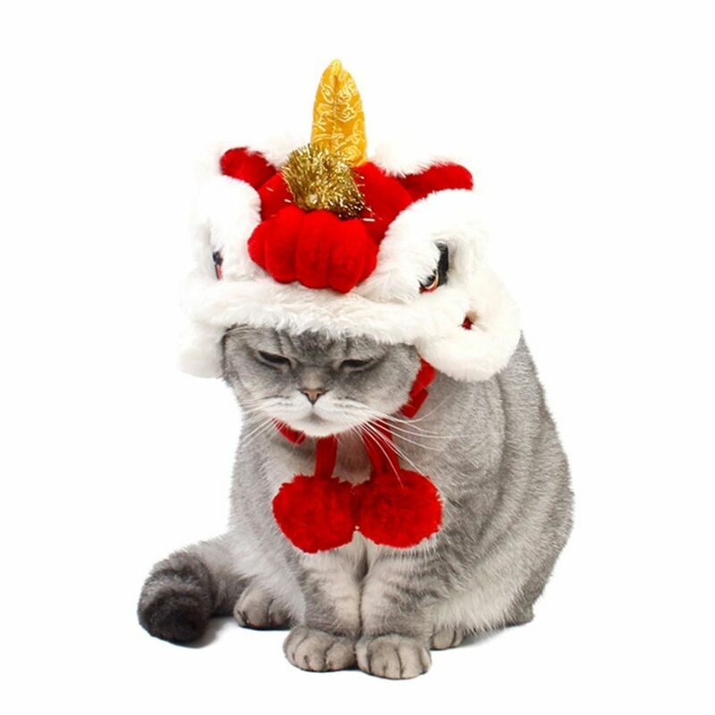 Sombrero de baile de León de estilo chino para perro, sombrero de León de Año Nuevo para mascotas, accesorio de cabeza de león decorativo, cálido y suave