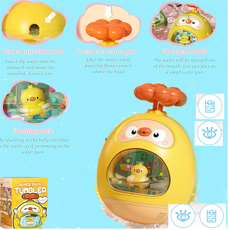 Baby Bath Toys Sprinkler Bathtub Kids Wate Swimming Pool Bathroom Spray Bathing Toy  Roly Poly Duck Tumbler for Toddlers Gifts