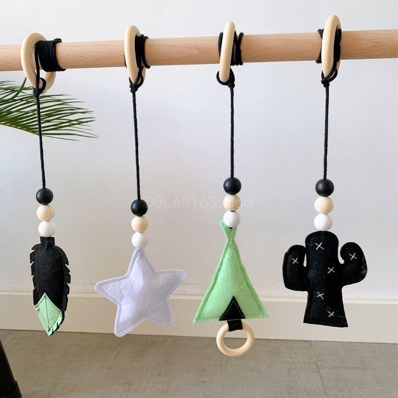 Baby Bed Hanging Toy Stroller Hanging Accessories Baby Room Decoration Eco-friendly Wooden+Cotton Hanging Pleasant
