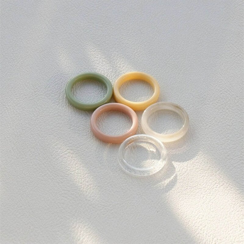 Y1ub anéis resina minúsculo anel acrílico estético feminino adolescente bonito anel empilhável declaração jóias ornamento