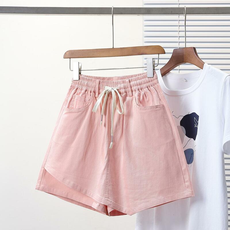 Pantalones cortos vaqueros de talla grande para mujer, Shorts holgados de color rosa y negro, 3XL, 4XL, 5XL, coreanos, 2024