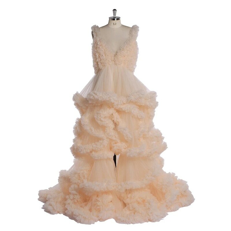 Элегантное Многоярусное свадебное платье с глубоким V-образным вырезом и открытой спиной на бретелях-спагетти для женщин платье со шлейфом для беременных Vestidos De Noiva 2024