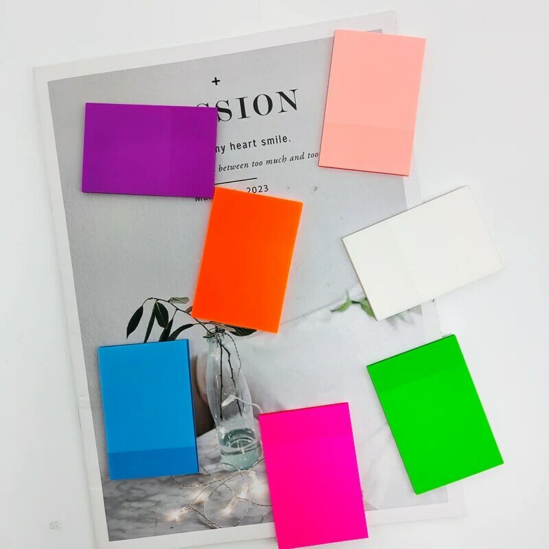 KindFuny 7 Colors Transparent Sticky Note Memo Pad Scrapes Stickers Waterproof Clear Notepad School Stationery Office Supplies