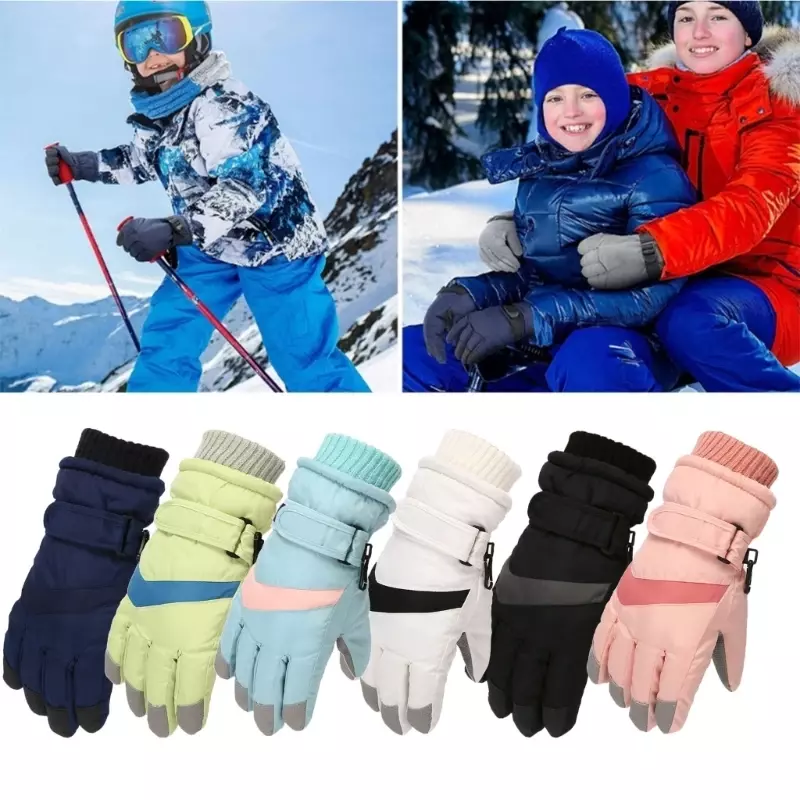 1 para wodoodpornych rękawiczek zimowych dla dzieci Rękawiczki pełnymi palcami Dziecięce, grube, ciepłe rękawiczki sportowe do