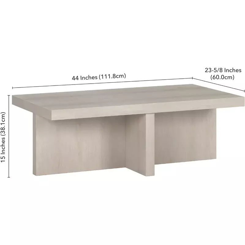 Elna-Mesa de centro redonda de madera para sala de estar, mueble de almacenamiento oculto Lateral, color blanco, 44 "de ancho