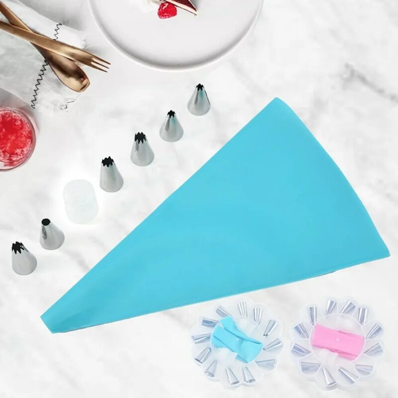Silicone Silicone Pastry Bag Portable Stainless Steel 12 Nozzle Sets Reusable Pastry Bags