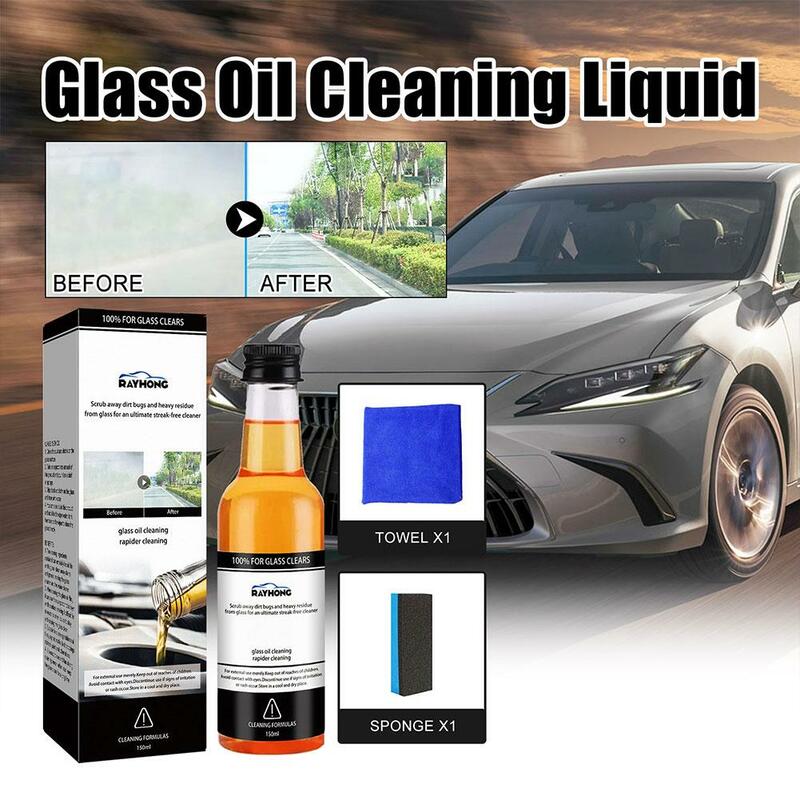 Pembersih kaca mobil 150ml, lapisan minyak pembersih kaca mobil, membersihkan dalam, menghilangkan kaca depan mobil, minyak, cermin pembersih debu L5T5