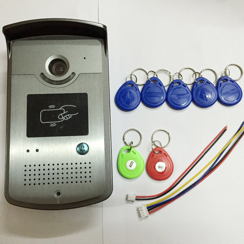 Système d'interphone vidéo avec 1 lecteur de carte RFID, sonnette HD, caméra, téléphone de porte, en stock, vente en gros