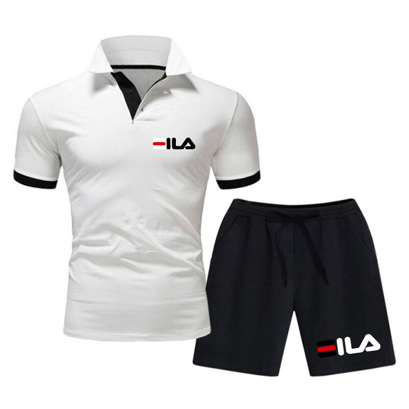 Nowe męskie stroje golfowe POLO Fitness Sport Zestaw z krótkim rękawem i szortami Moda Casual Business Polo T-shirt Letni design 2-częściowy
