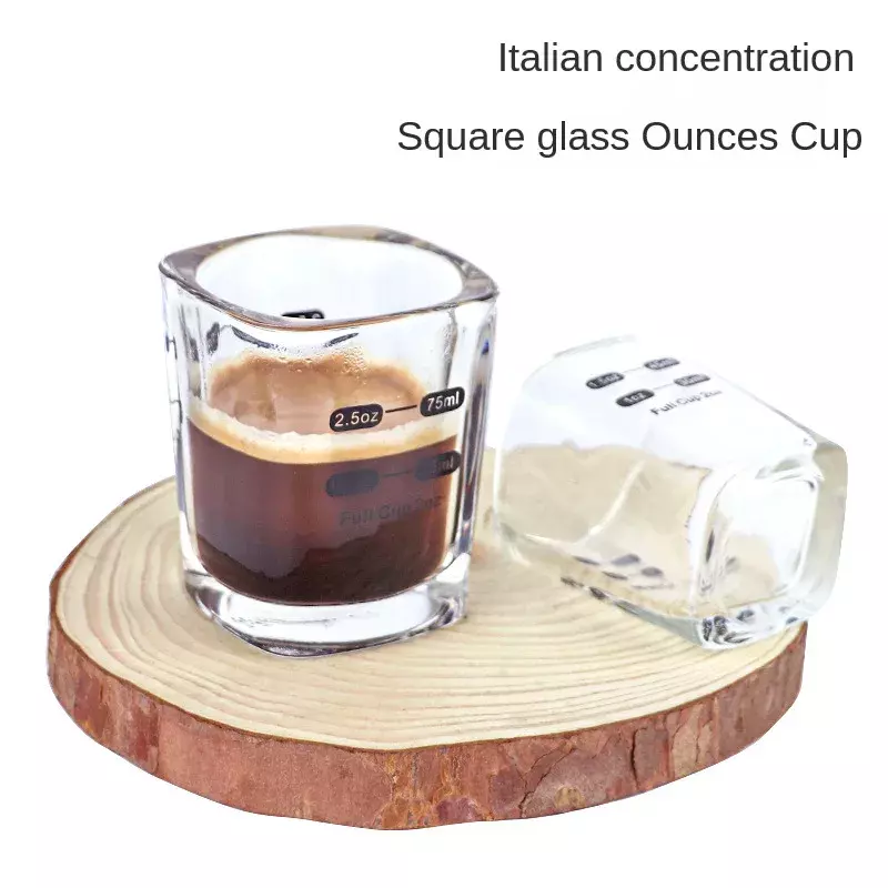 Tazas de vidrio Espresso italiano, onzas de vidrio de pared engrosadas, taza de whisky de café, suministros de cocina de medición graduados, 45/75ML