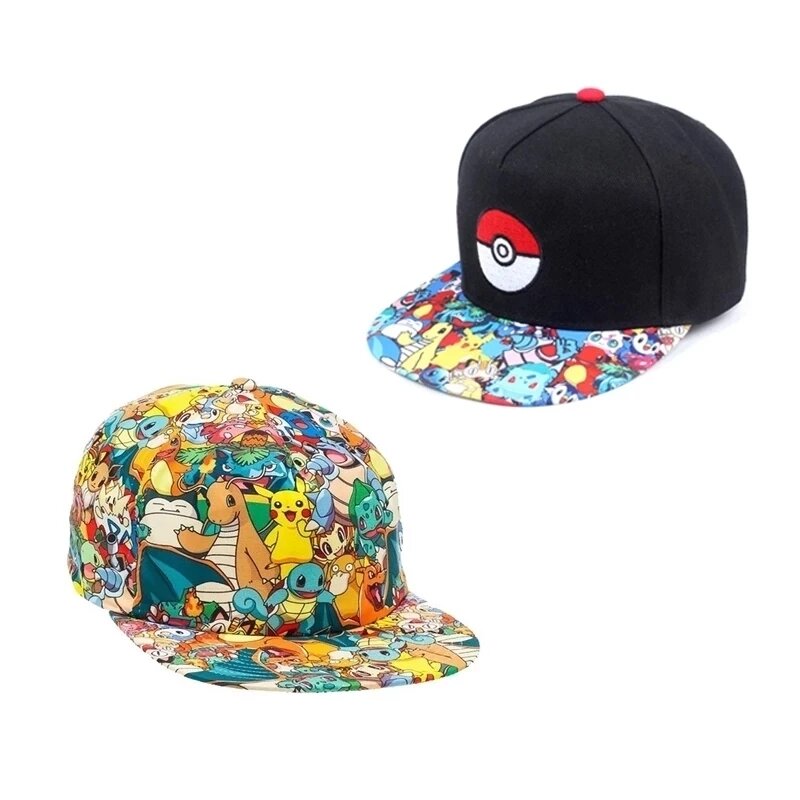 Anime Pokemon Pikachu czapka z daszkiem Pikachu kapelusz regulowany Cosplay czapka w stylu Hip-Hop dorosłych styl Model figurki zabawki prezent