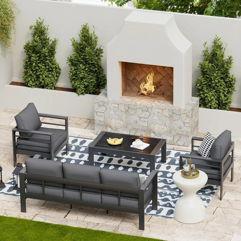 Set di mobili da giardino in alluminio, divano da esterno per mobili da giardino in metallo, sedie da giardino in alluminio Set di posti a sedere per esterni per balcone