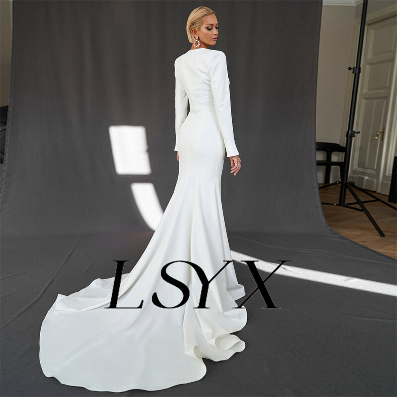 LSYX-2-Piece Brilhante frisado Strapless Sereia Vestido De Noiva, Zipper Voltar, Elegante Vestido De Noiva, Comprimento Do Pavimento, Custom Made