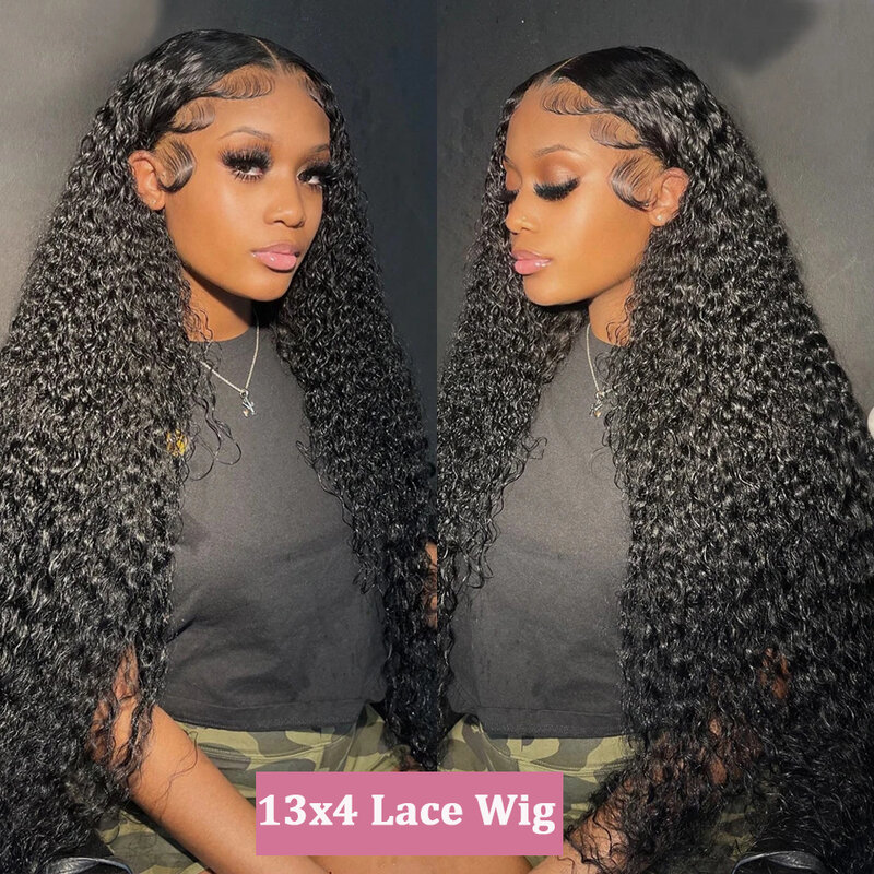 180 Density Deep Wave Lace Front Human Hair Wig Pre-Plucked Brazilian Curly Human Hair 13×4 13x6 Lace Frontal Wigs for Women