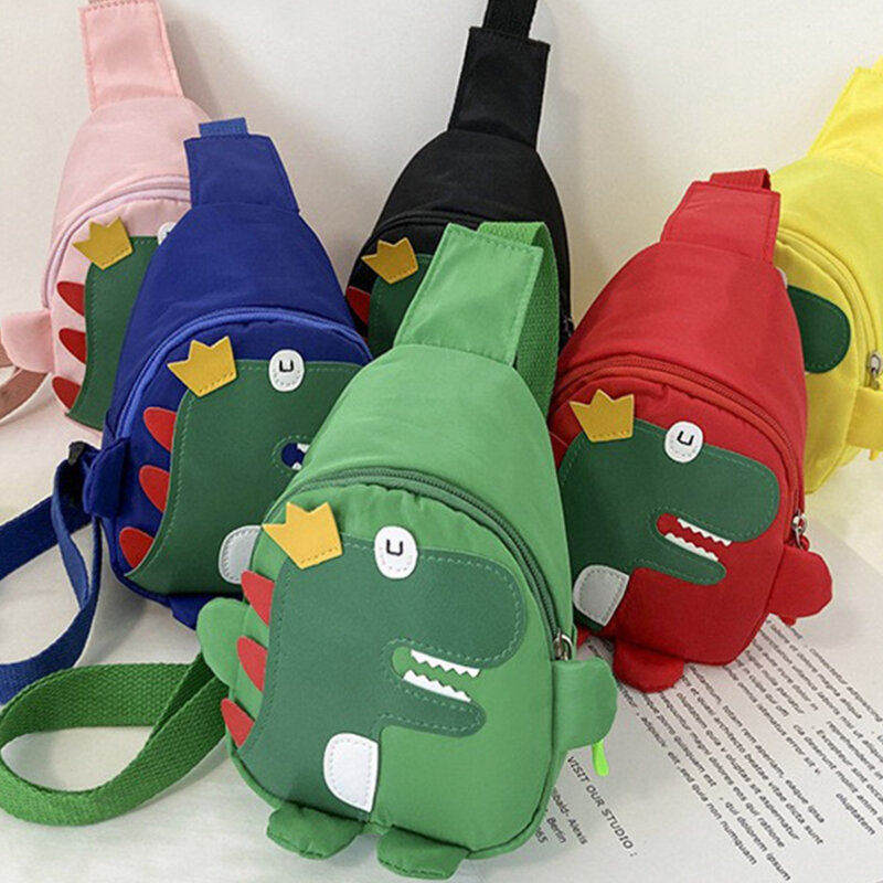 Bolsos de hombro de dinosaurio de dibujos animados para niños, mochila de viaje al aire libre, Mini bolso de pecho de dinosaurio cruzado Unisex, 3-6 años